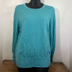 As is-1 small hole-Vintage Talbots 100% merino wool blue sweater 90s cozy long